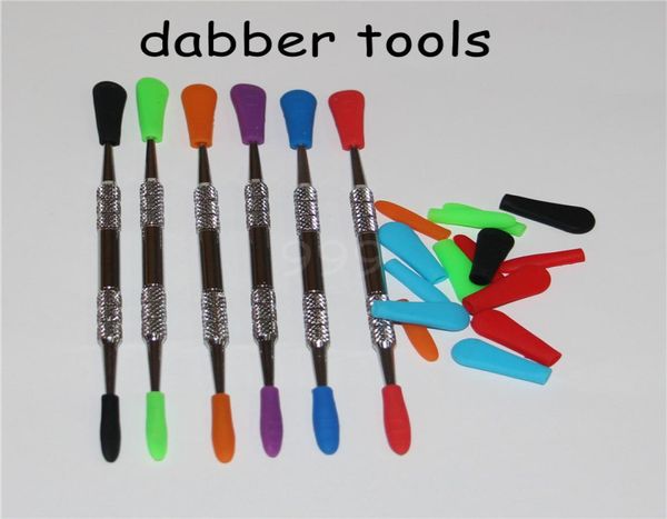 100 unids herramientas dabber fumar almohadillas de cera de silicona esteras de hierbas secas dabbers hojas frascos herramienta dab para contenedor colector de néctar de silicio DH7431740