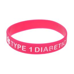 100 stks Type 1 Diabetische Siliconen Armband Hoofdletters Geweldig voor dagelijkse herinnering door deze sieraden te dragen