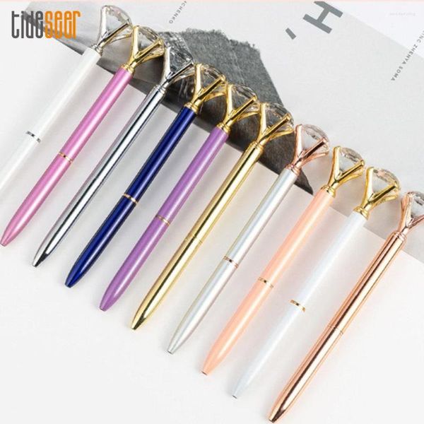 100pcs Diamond School Pen 1,0 mm Point Metal Ballpoint Pens Crystal Writing pour la papeterie étudiante