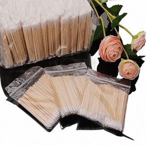 100 unids Desechable Cott Swab Sin Pelusa Micro Cepillos Brotes de Madera Hisopos Oído Limpio Palos Ojo Les Extensis Pegamento Herramientas de eliminación 37rn #