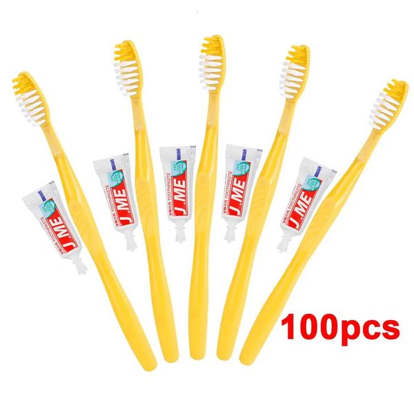 100 Uds. Cepillo de dientes desechable, cepillo de dientes portátil de viaje con kit de pasta de dientes, cepillo de limpieza de dientes para cuidado bucal 231225