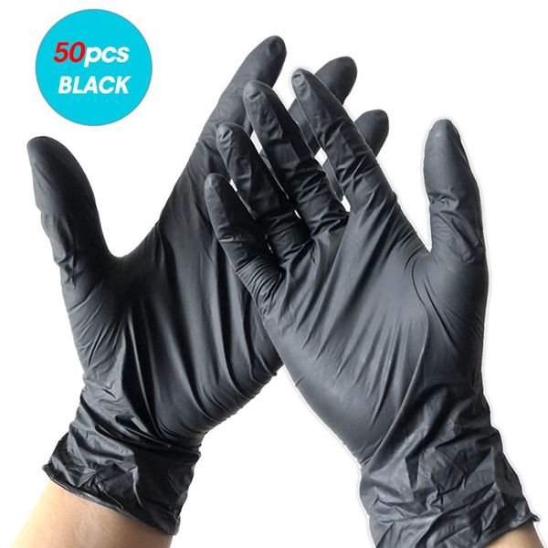 100 Uds. Guantes desechables de látex de caucho de nitrilo para el hogar, cocina, lavavajillas, guantes de trabajo, jardín, universales para mano izquierda y derecha, combina con todo