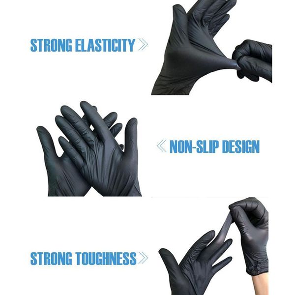 100pcs jetables gants en nitrile anti-dérapant acide et alcali laboratoire caoutchouc latex fabrication industrielle gants de tatouage noir Y200421