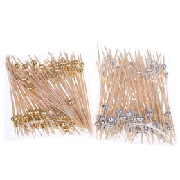 100pcs Party Dispost Table Voline Bamboo Forks de mariage Supplies Buffet Fruit Desserts Sticks Cupcake Toppers Cocktail Picks