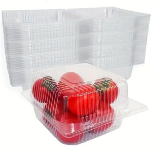 100pcs boîtes en plastique jetables boîte d'emballage alimentaire transparente gâteau aux fruits dessert conteneur de stockage à emporter faveurs de fête 240108