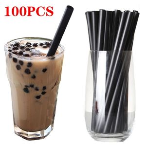 100 unids Pajitas Desechables Multicolor Ancho Grande MilkTea Milkshake Pajitas de Plástico para Beber para el Banquete de Boda Accesorios de Bar 220714