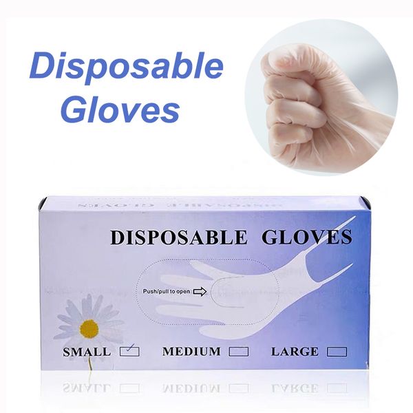 100 pièces gants jetables en Latex de vinyle blanc antidérapant acide et alcalin laboratoire gants en caoutchouc produits de nettoyage ménagers