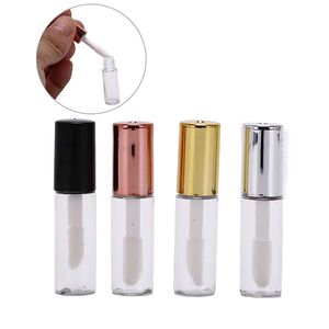 100 Uds DIY 1,2 ml botella vacía de lápiz labial tubo de brillo de labios con tapa transparente negro blanco contenedor de muestra cosmética