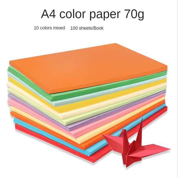 100pcs DIY MATÉRIAUX MATÉRIAUX PLIMES COLORÉ COULEUR COULEUR COULEUR Square Origami Outils Scrapbooking Paper 70g A4 Copie Papier