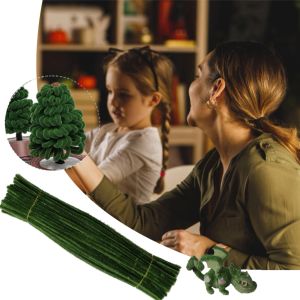 100pcs DIY Green Pipe Cleaners for Craft Long Crafting Pipe, Craft Chenille pour la décoration du projet d'arbre de Noël