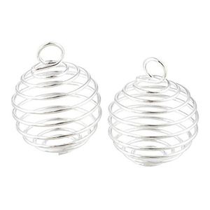 100 stcs Diy Silver Spiral Bead Cages Hangers Sieraden Bevindingen Handgemaakte componenten Sieraden Maken Charms 15x14mm 25x20mm 30x25mm209u