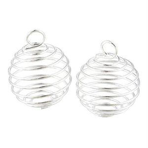 100 Uds DIY jaulas de cuentas en espiral de plata colgantes accesorios de joyería componentes hechos a mano fabricación de joyas dijes 15X14MM 25X20MM 30X25MM233o