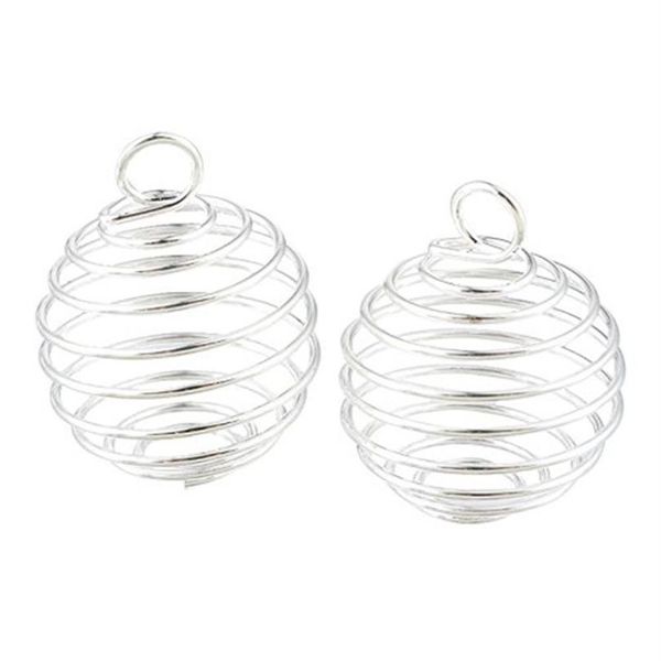 100 pièces bricolage argent spirale perle Cages pendentifs résultats de bijoux composants faits à la main fabrication de bijoux breloques 15X14MM 25X20MM 30X25MM347A