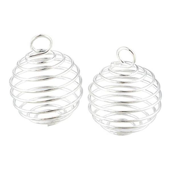 100 pièces bricolage argent spirale perle Cages pendentifs résultats de bijoux composants faits à la main fabrication de bijoux breloques 15X14MM 25X20MM 30X25MM276W