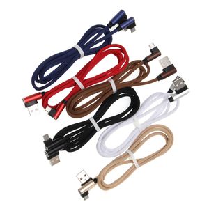 Dubbel elleboogtype C Micro USB -gegevenskabels snel opladen 90 graden oplaaddraad voor Samsung Huawei mobiele telefoonsnoer