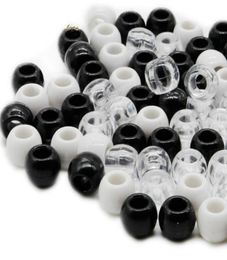 Perles de cheveux de couleur noir et blanc, 100 pièces, pour Dreadlock, anneaux de cheveux, trou de tressage, Micro anneau, bijoux Diy9894275