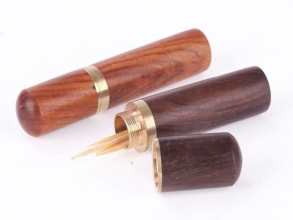 100 pièces porte-cure-dents en bois d'ébène seau Mini boîte randonnée Portable artisanat cadeau fait main 8*1.8 cm