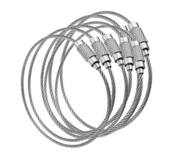 100pcs EDC fil extérieur clé en acier inoxydable Keyring Keychain Ring Gadget Circle Cable Câble Câble boucle Bague Vis CAMP LUGGAGE4740186