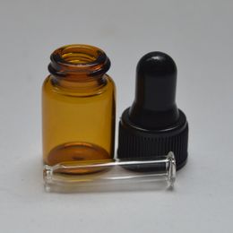 100 stks Lege 2ml Amber Hervulbare Parfumflesje voor Essential Oils Glass Dropper Mini Flessen