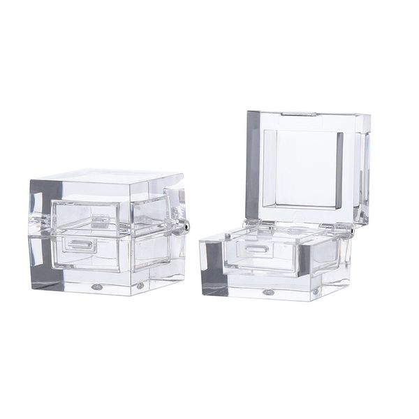 Cube de glace carré Transparent vide, boîte d'ombre à paupières de couleur unique, boîte d'ombre de nez d'échantillon, boîte de floraison à haute lumière 100 pièces
