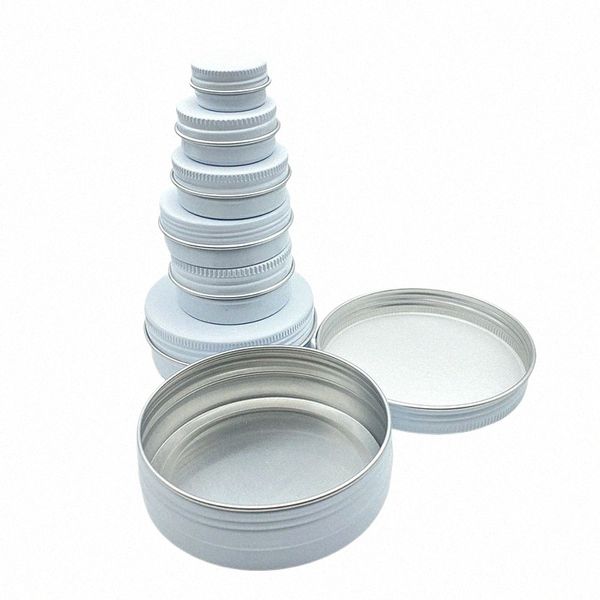 100 piezas de lata de aluminio blanco vacío 5g 10g 15g 20g 30g 50g 60g 100g Pot Nail Art Maquillaje Brillo de labios Latas cosméticas vacías Ctainer T4xE #