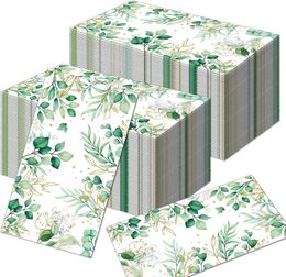 100pcs serviettes en papier eucalyptus 3040 cm servois à cocktails à la verdure jetable pour le dîner anniversaire de mariage anniversaire 240508