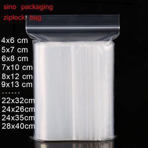 Sacs d'emballage en plastique refermables très résistants, 100 pièces, sacs en plastique à fermeture éclair en Poly solide, sacs à fermeture éclair transparents de différentes tailles 2777