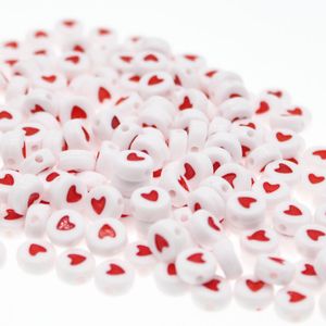 100Pcs Fashion Jewelry Love Heart Acrylic Flat Round Beads for DIY Craft &Jewelry Making