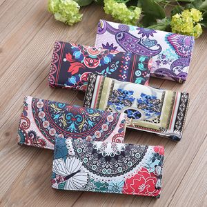 Wallets de 50 piezas de estilo National Style MultiFuction Women Long Long 3 plegables 5 colores HASP Tarta de tarjetas de tarjetas de teléfono