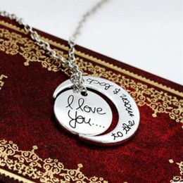 100 stks Mode Nieuwe Stijlen I Love U Tot De Maan en Terug Ketting Karabijn Hanger Necklaces293E