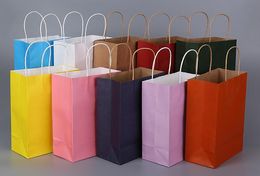 100 stks gratis schip 13 kleur mode handtassen lengte handvat papieren zak geschenkverpakking 27 * 21 * 11cm