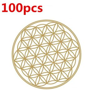 100pcs Flower of Life Energy Sticker Golden PVC Transparent 3cm Stickers 220716