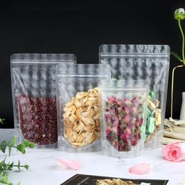 100 stks Frosted Clear Squares Surface Plastic Party Packing Bags Stand-up Pouch Doy Pack Revealable Food Storage Packaging Attage Matte