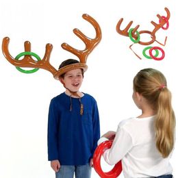 100 pièces drôle renne bois chapeau anneau lancer noël vacances fête jeu fournitures enfants enfants noël jouets DH9470