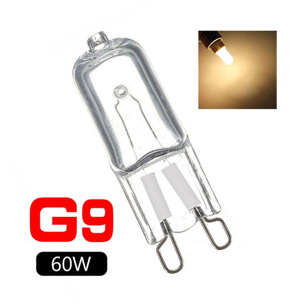 100 Uds G9 220V 40W 25W 60W 3000-3500K bombilla halógena blanca cálida lámpara de globo 240V candelabros de iluminación para el hogar