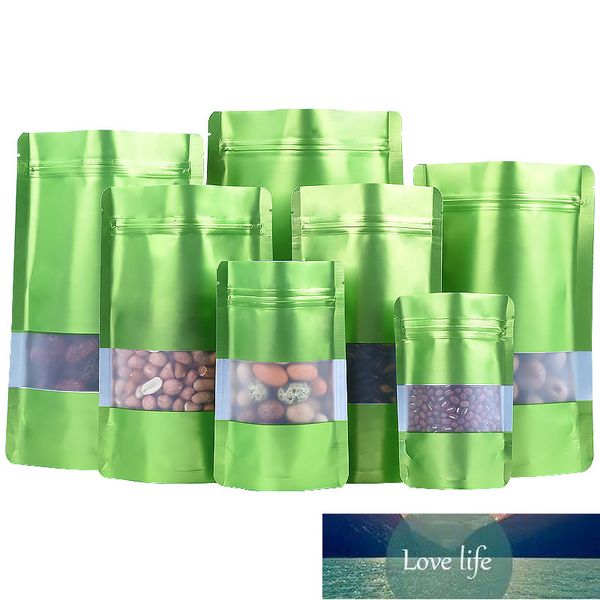 100pcs General Energetic Green Aluminium Foil Window Bag Rescellable Snack Seeds Ground Coffee Nuts Tea Storage Pouches Factory price expert design Quality Latest