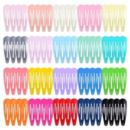 100pcs filles Snap pinces à cheveux pour enfants accessoires de cheveux de bébé femmes épingles à cheveux Barrettes pince épingles BB couleur unie métal Hairgrip 240109