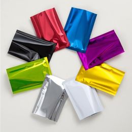 100 unids brillante color mate abierto superior papel de aluminio bolsa de embalaje sellado térmico polvo jabón champú sal semillas chocolate té snack comida s pehh