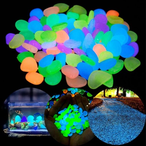 100 Pcs Glow in the Dark Jardin Galets Pour Trottoir Jardin Terrasse Pelouse Jardin Patio Fish Tank Aquarium Décoration Glow Stone