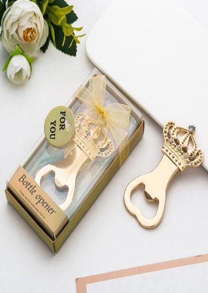 100pcs Gold Crown Bottle Opender Favors Giveaways Anniversaire d'anniversaire Cadeaux de mariage Favors Bridal Shower Bière Ouverter 7059918
