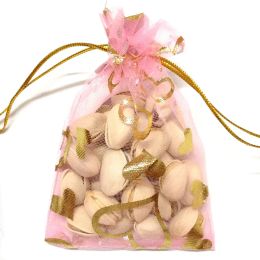 100 stcs gouden hart organza pakbakken sieraden zakjes bruiloft gunsten kerstfeestje cadeau bagzzz
