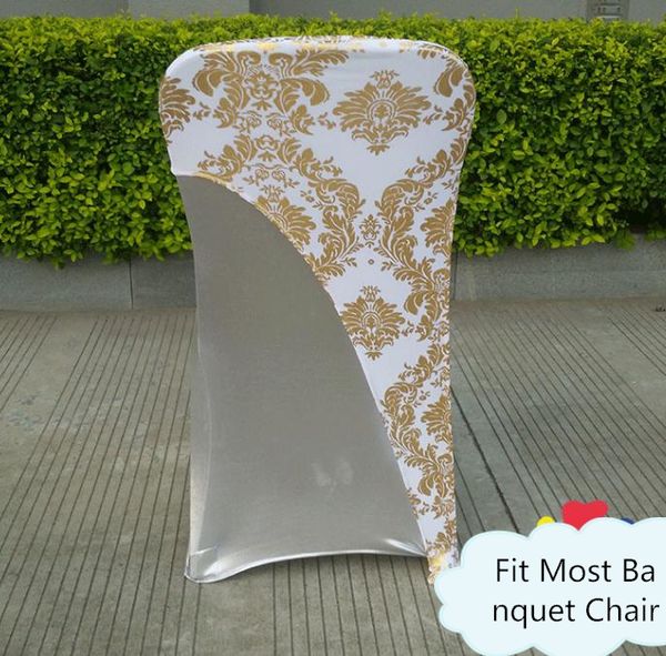 Capot de chaise en Lycra et Spandex, 100 pièces, couleur or ou argent, revêtement bronzant, capuchon pour couverture de chaise de mariage, décoration SN649