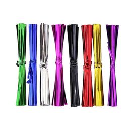 100pcs Gol Silver Tie Silk Candy Cake Packaging Metal Wire Tie Brounds 6/8/10/12/15 cm Gift Packaging Packing Sac Fixation Supplies