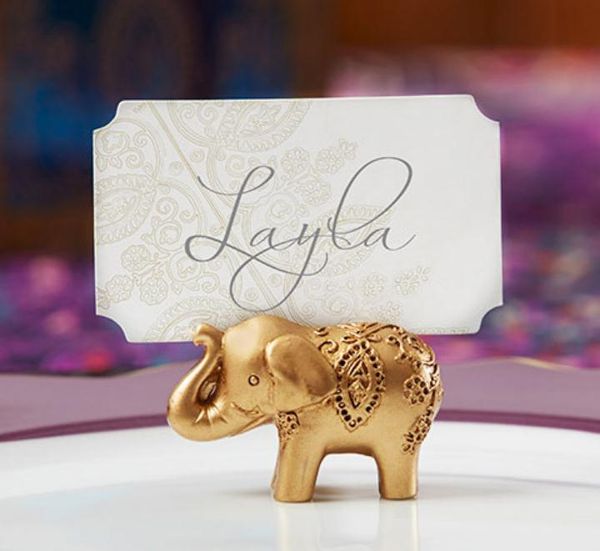 100 Uds. Elefante de la suerte de oro dorado lugar titular de la tarjeta nombre número mesa lugar boda Favor regalo único fiesta favores SN2060