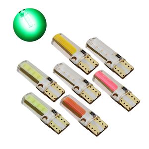 Ampoules LED vertes en Silicone T10 W5W 100 168 194 2825 COB 8SMD pour lampes de dégagement, feux de plaque d'immatriculation 12V