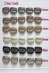 100 pièces extension de cheveux snap tissage perruque toupet clip noir brun blond couleur 23 mm 6 dents 1368250
