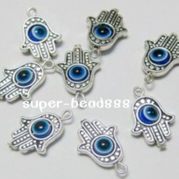 100 pièces Hamsa main mauvais œil Kabbale chance pendentif à breloques pour la fabrication de bijoux Bracelet 19x12mm273t