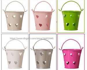 100 Uds corazón hueco Metal boda fiesta ducha regalo Mini pequeños cubos de lata de colores surtidos cubo caja de dulces de chocolate