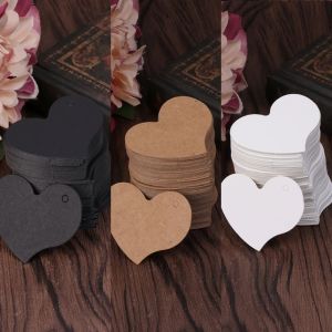 100pcs coeur forme vierge kraft carte papier tag cadeau étiquette de bricolage de mariage bricolage d'artisanat carte de poste