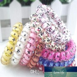 100 pièces de haute qualité couleur aléatoire léopard étoile cheveux anneaux téléphone fil cordon cheveux cravate filles élastique bande de cheveux anneau corde Bracelet S286N